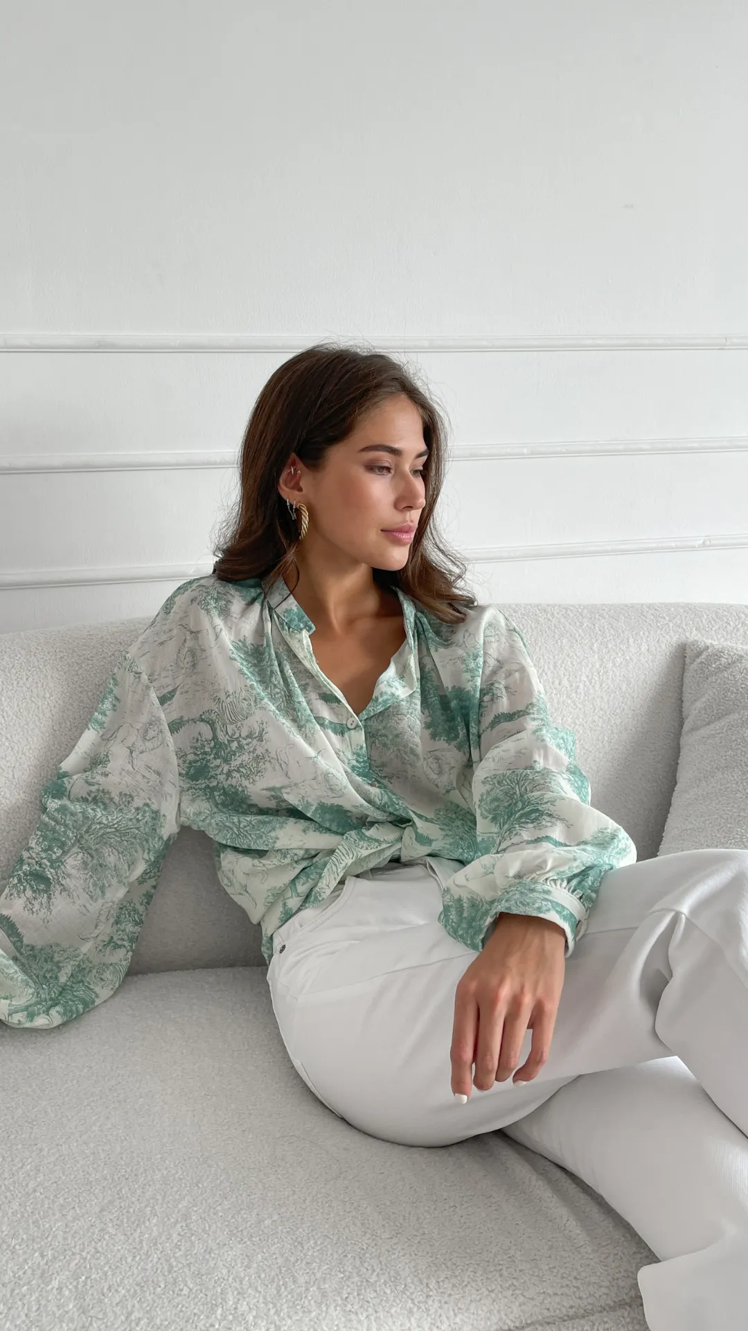 LIGIA SHIRT - FRENCH TOILE PRINT GREEN