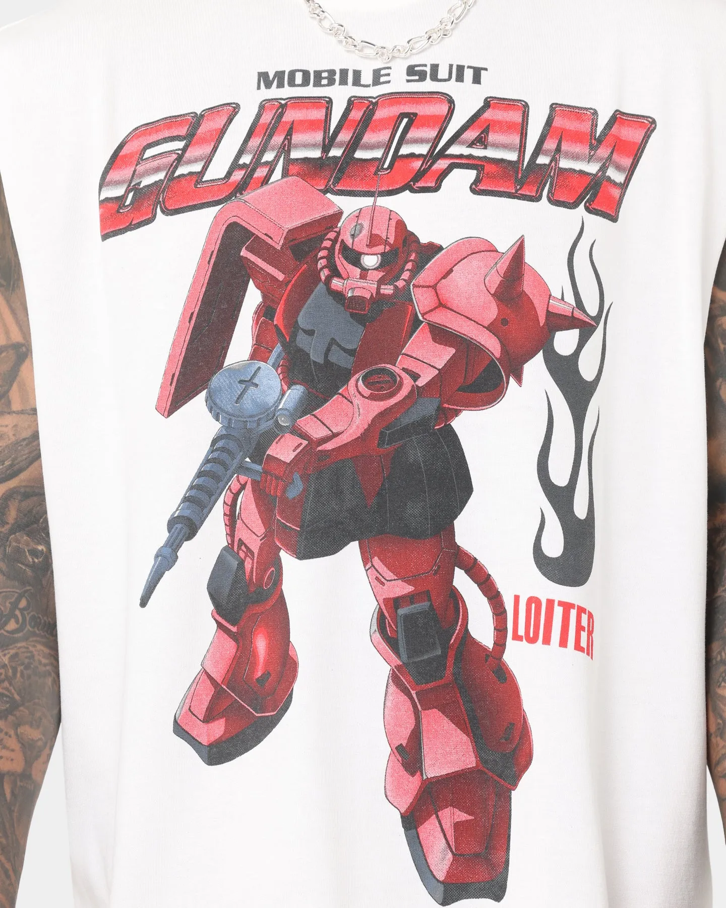 Loiter X Gundam Char's Zaku Muscle T-Shirt Off White