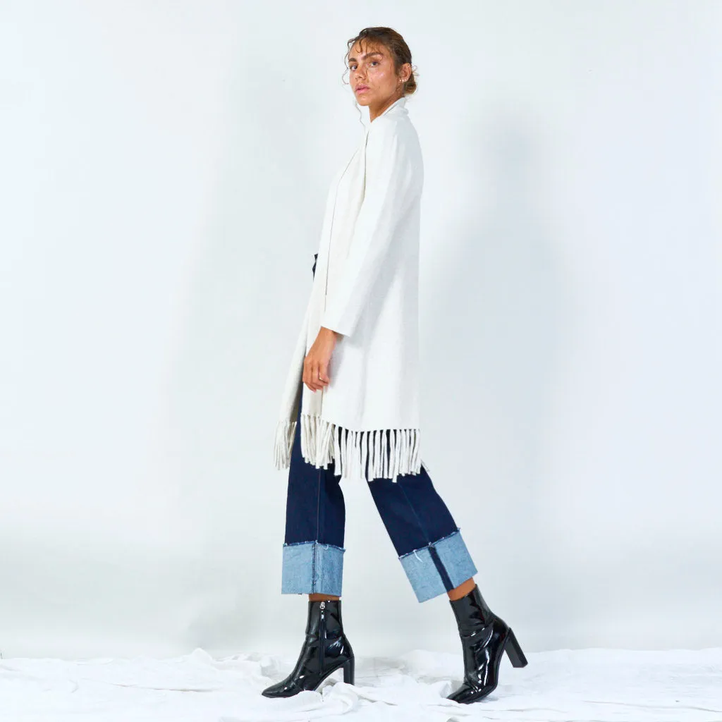 Long fringe cardigan with open front wholesale