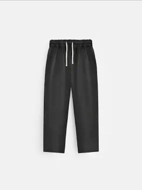 Loose Fit Velvet Trousers - Black