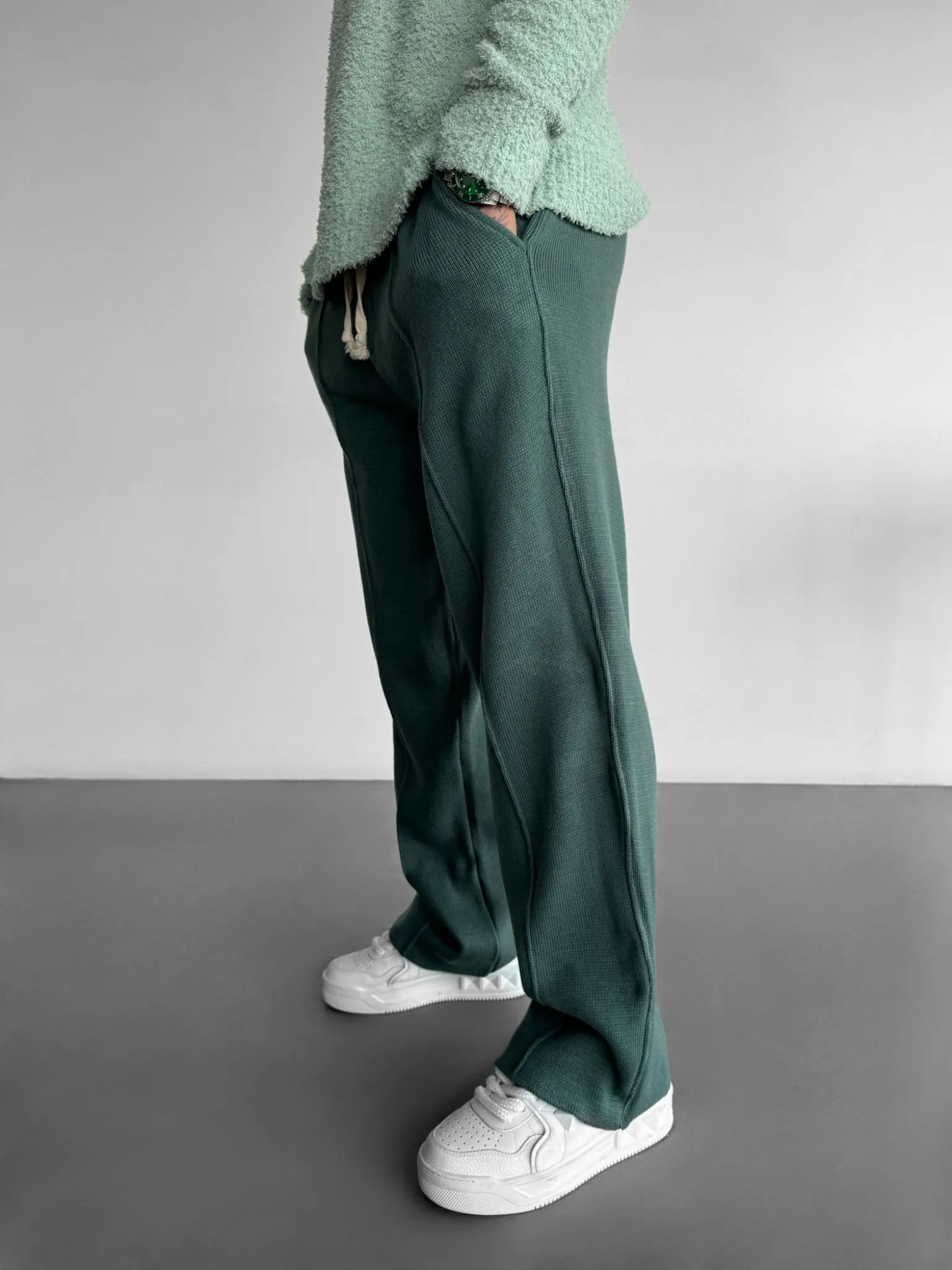 Loose Fit Seam Trousers - Petrol