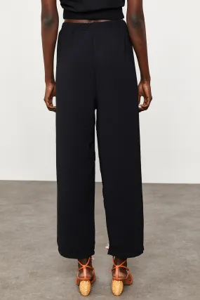 Loose Linen Black Trousers