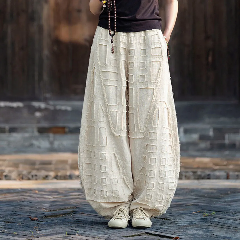 Meditation Elastic Waist Large Loose Trousers linen bloomers women's