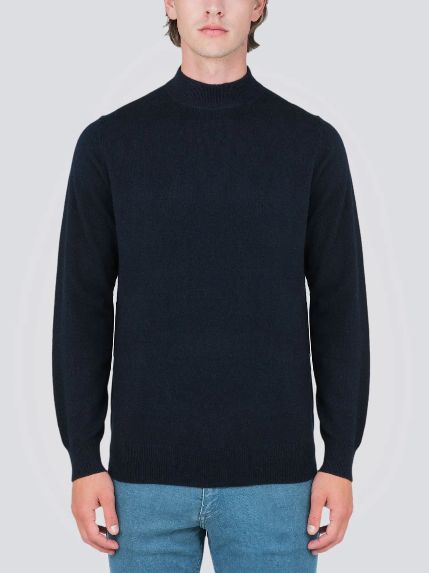 Men Mockneck Sweater_Dark Navy