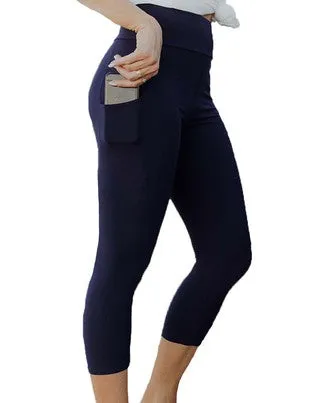 Navy Pocket CAPRI Yoga Leggings (Super Soft) S-XL