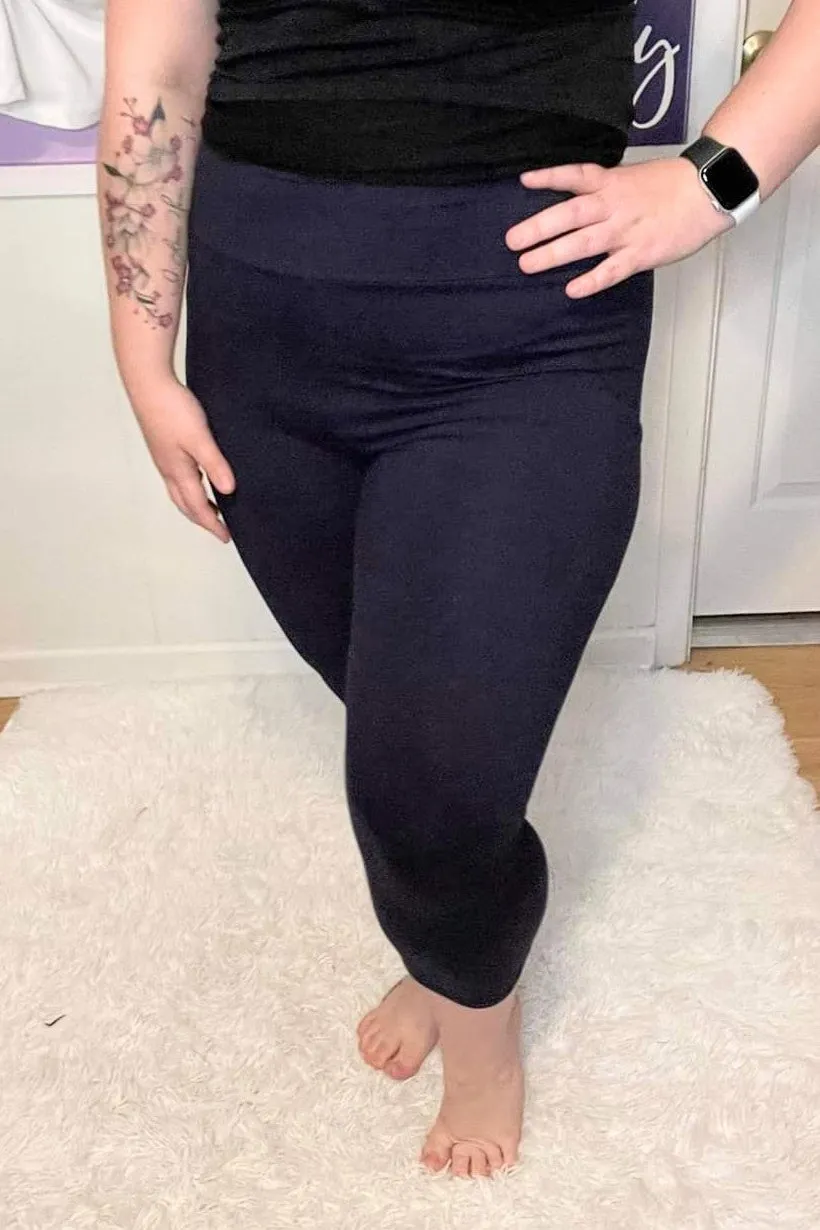 Navy Pocket CAPRI Yoga Leggings (Super Soft) S-XL