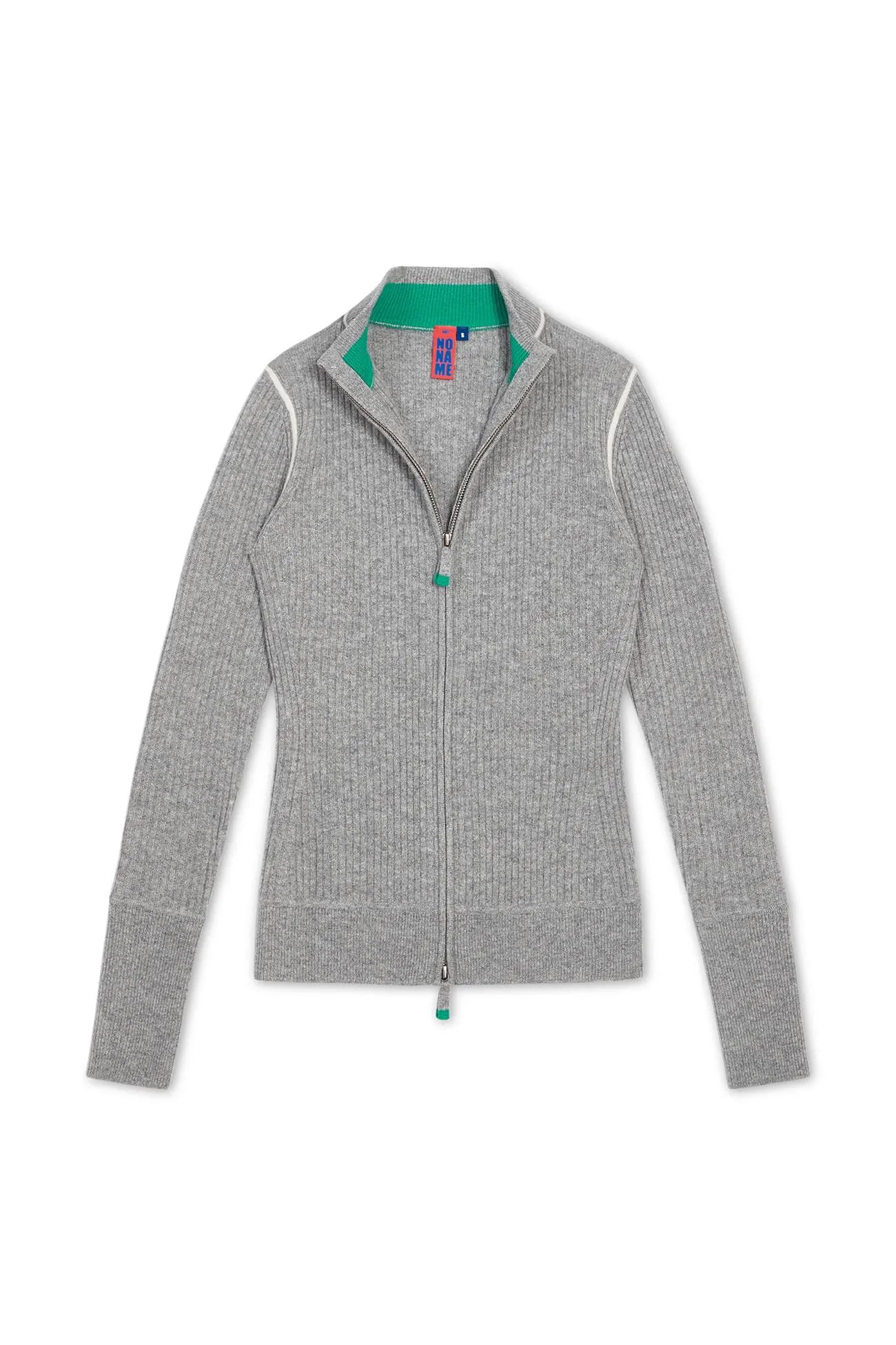 NONAME FINE RIB ZIP-UP CARDIGAN