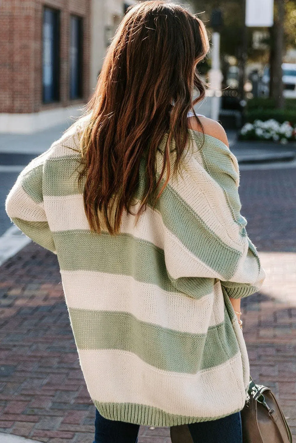 Open Front Colorblock Knit Cardigan