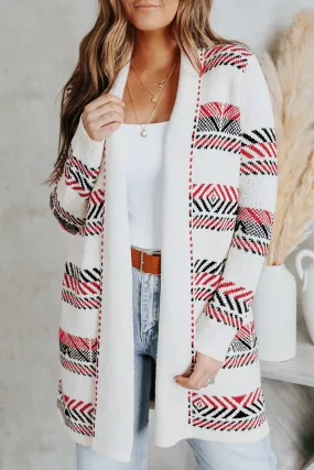 Open Front Draped Geometric Cardigan