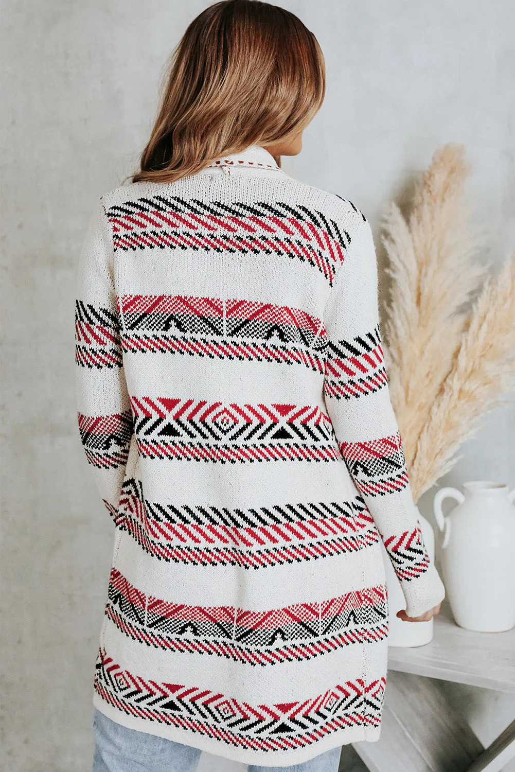 Open Front Draped Geometric Cardigan