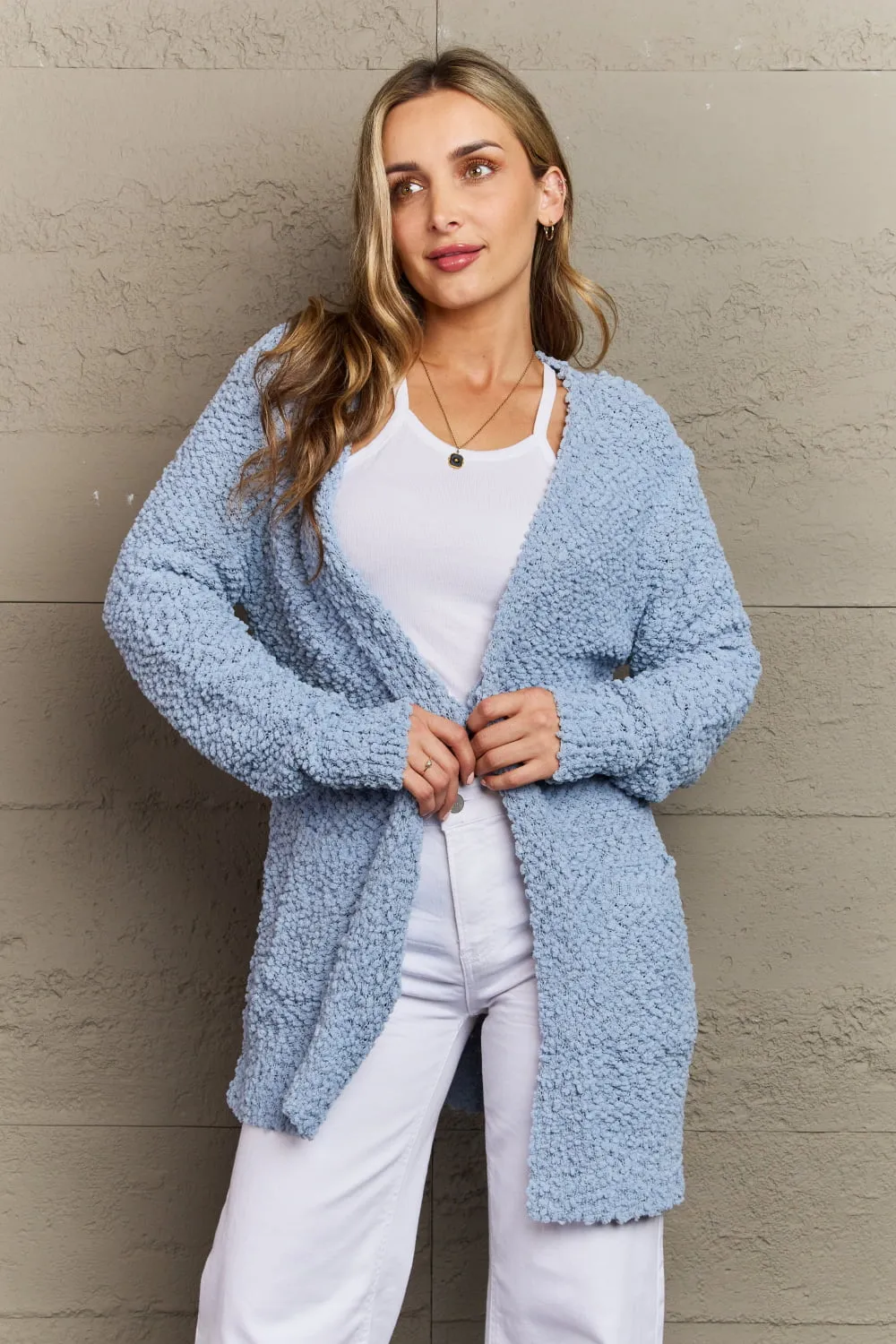 Open Front Popcorn Cardigan