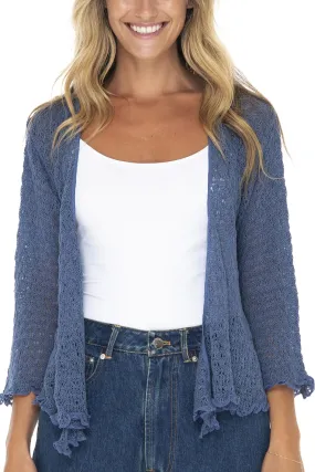 Open Front Tie Front Cotton Cardigan