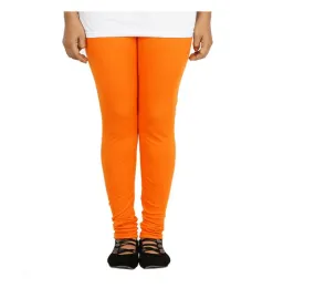 Orange Plain Churidar Lycra Leggings