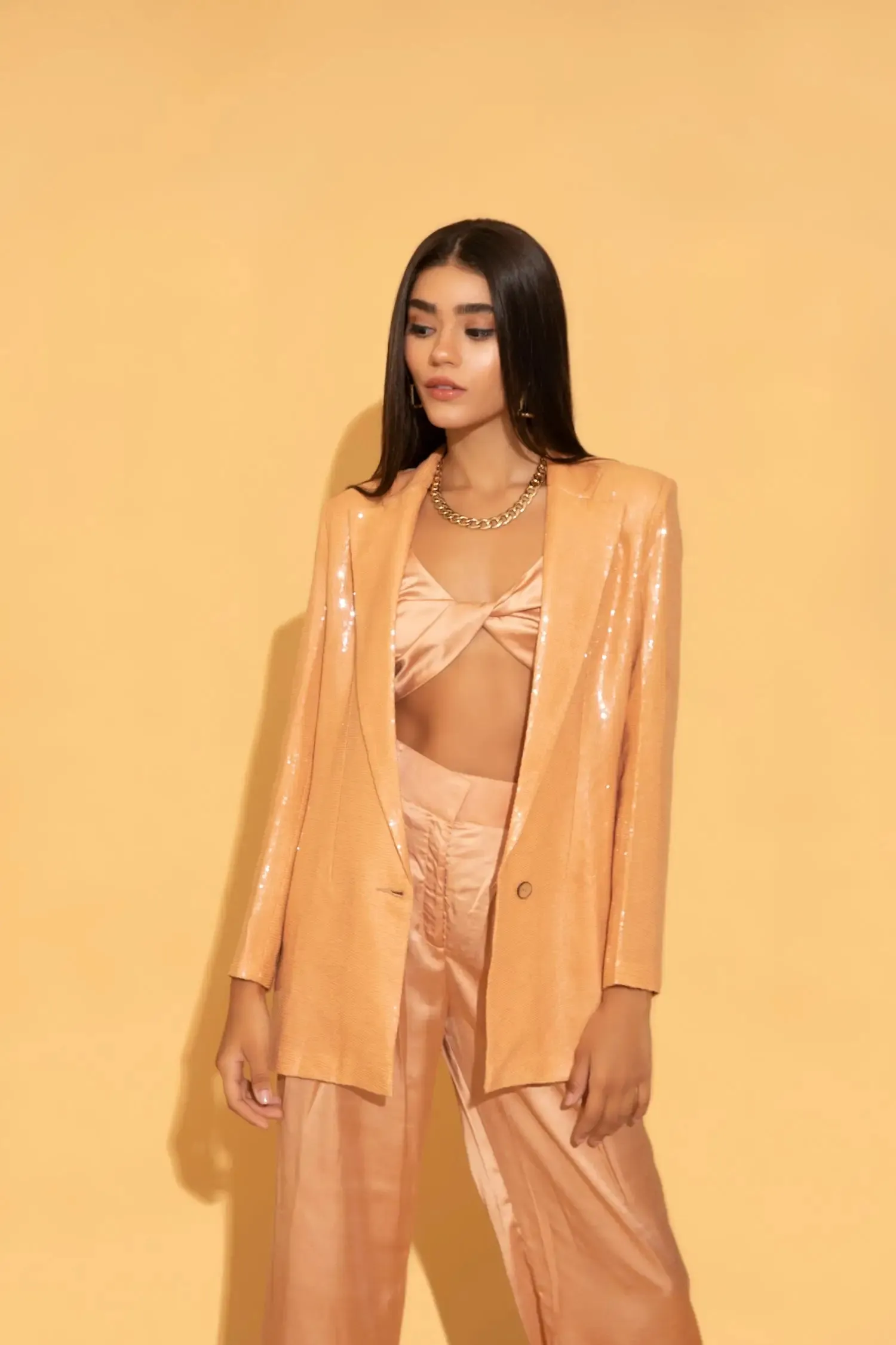 Peach Sequins Blazer