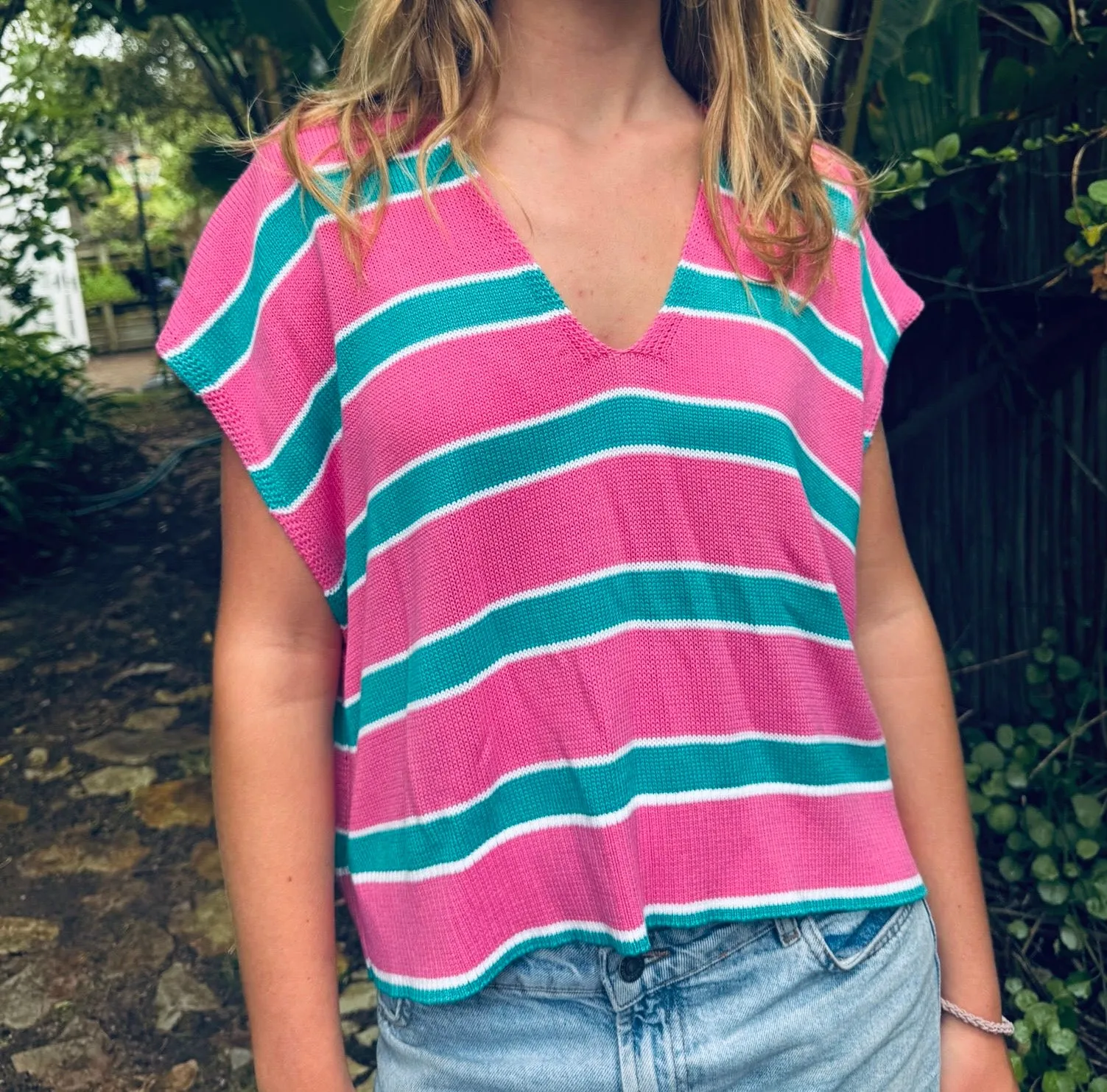 Pink and Green Stripe Tank