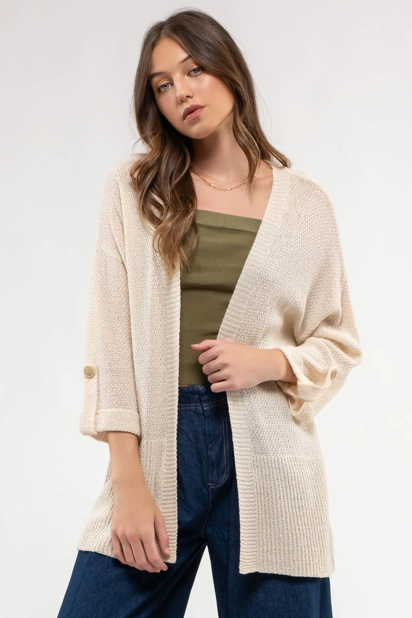 PLUS BACK BUTTON CARDIGAN