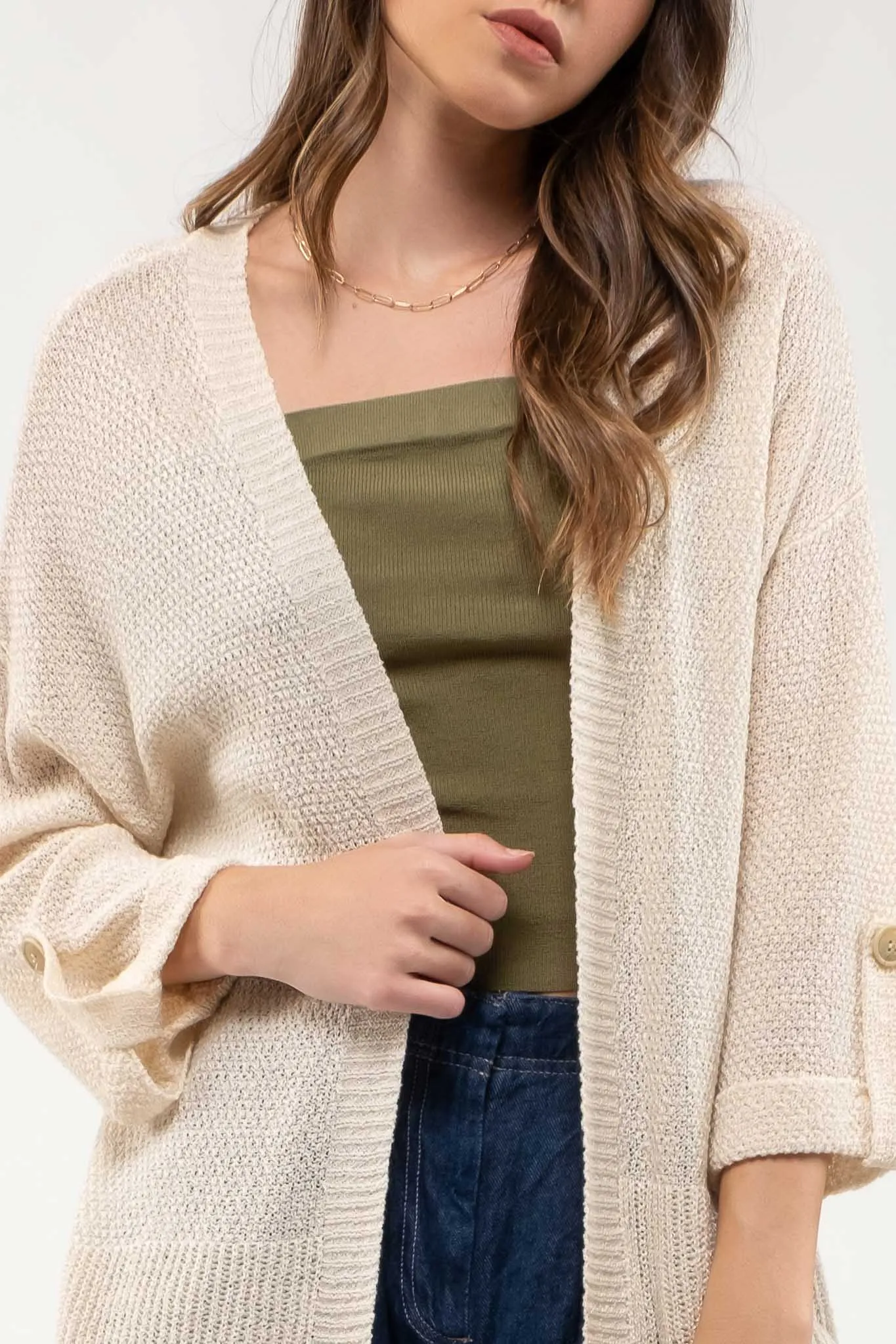 PLUS BACK BUTTON CARDIGAN