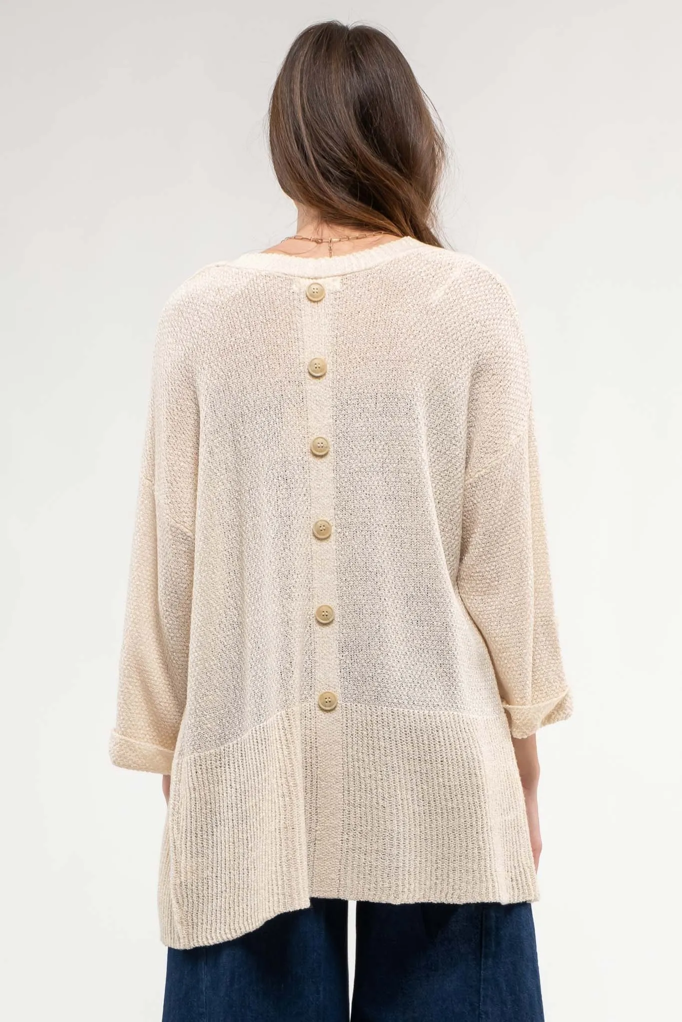 PLUS BACK BUTTON CARDIGAN