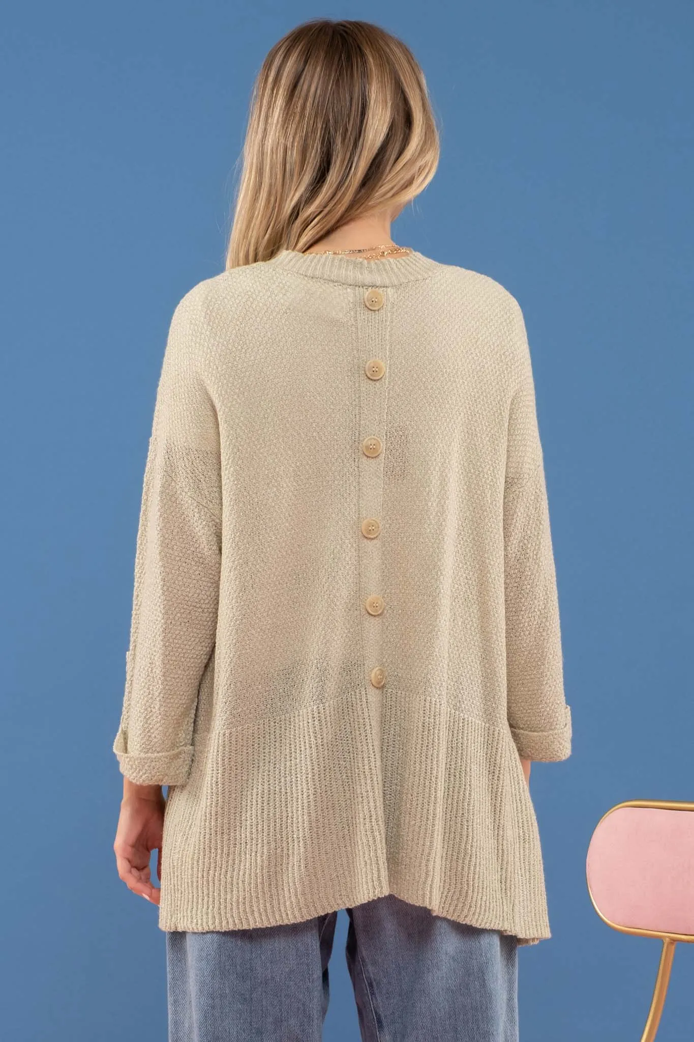 PLUS BACK BUTTON CARDIGAN