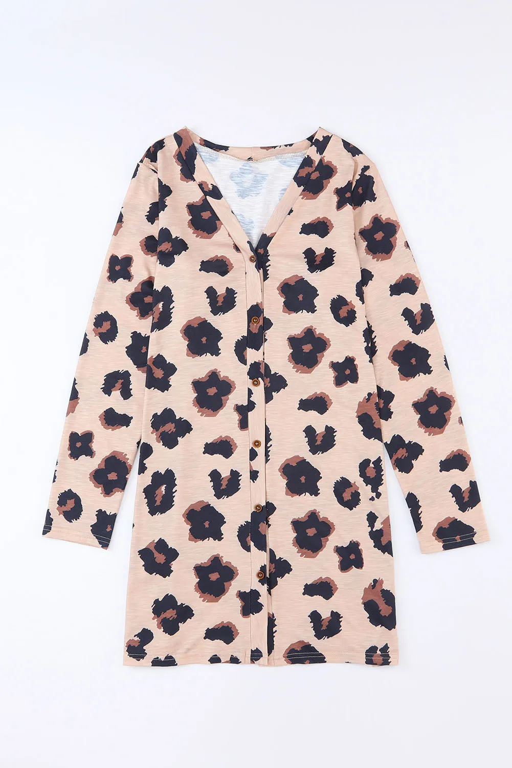 Printed Open Front Leopard Cardigan