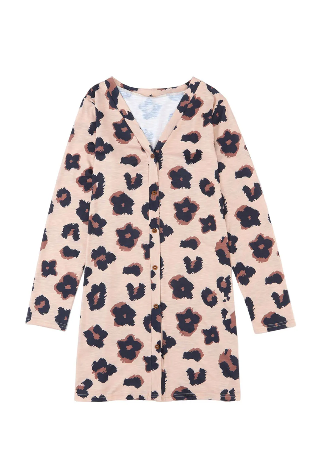 Printed Open Front Leopard Cardigan