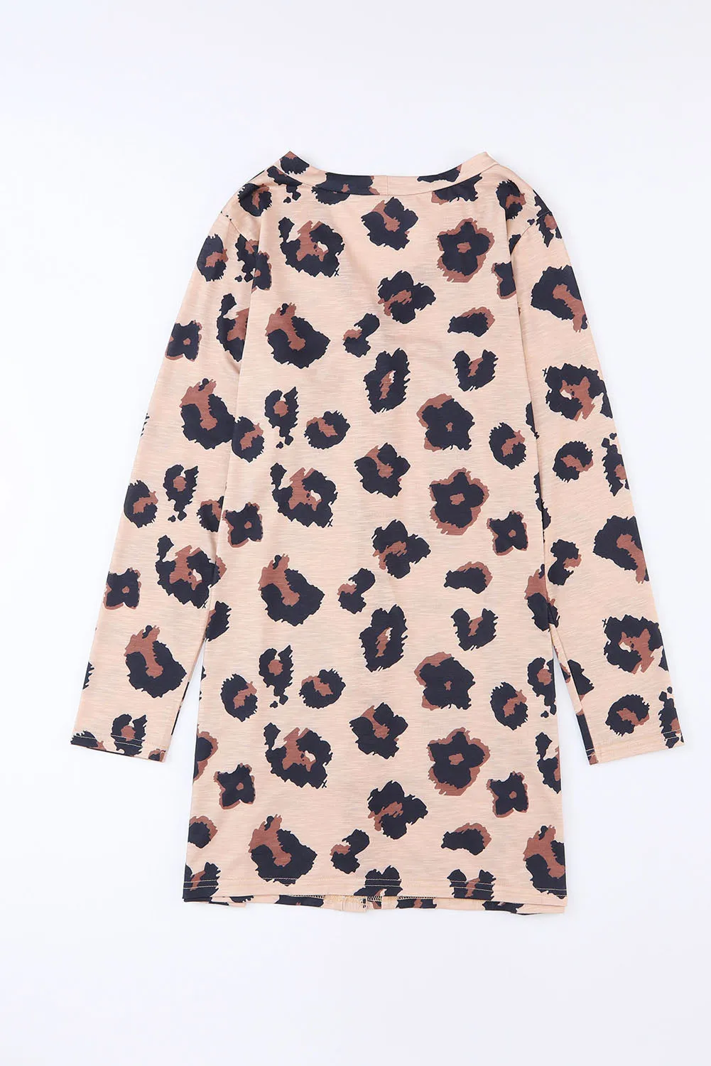 Printed Open Front Leopard Cardigan