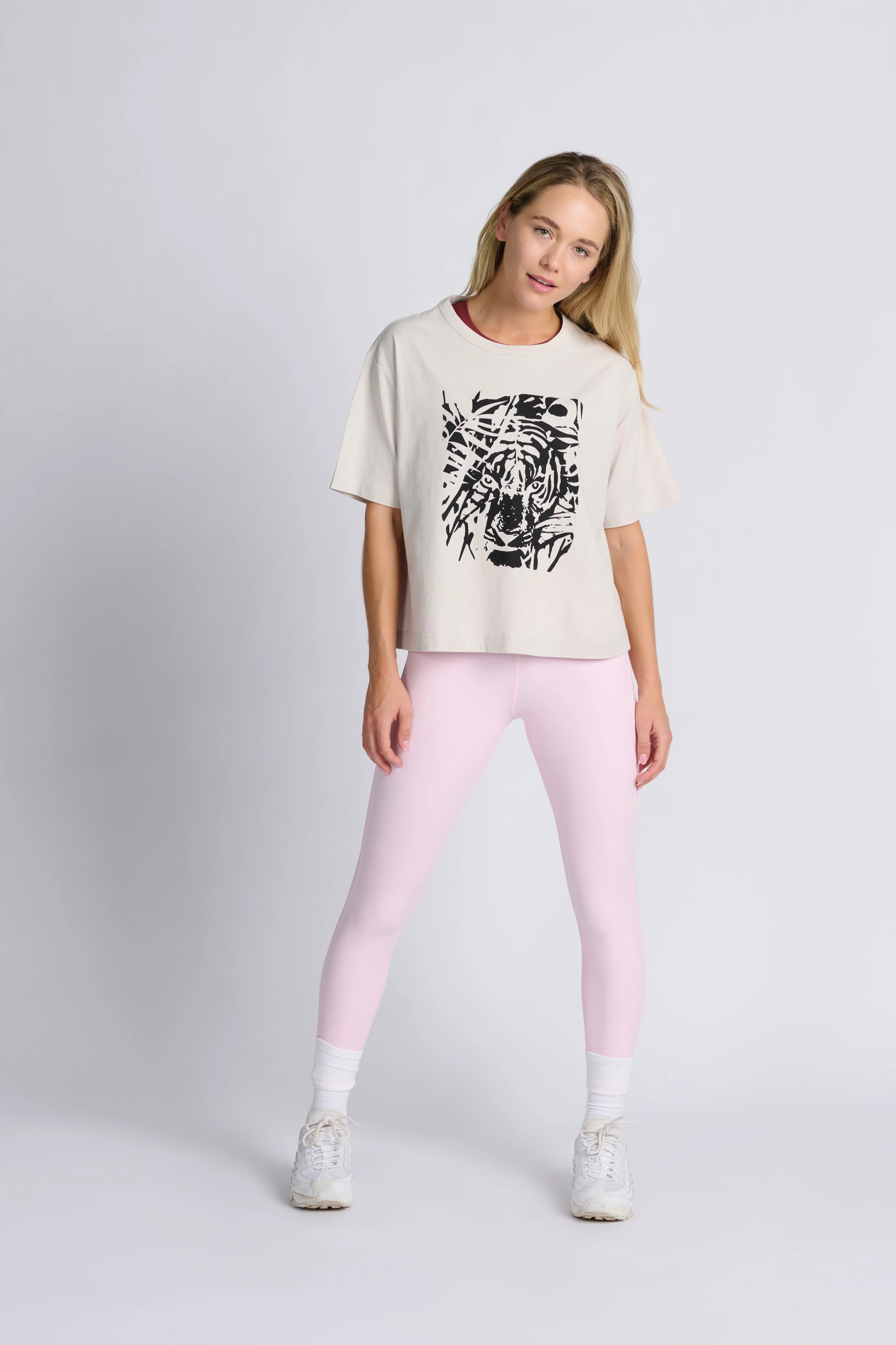 Rayure High Waist Leggings - Pink