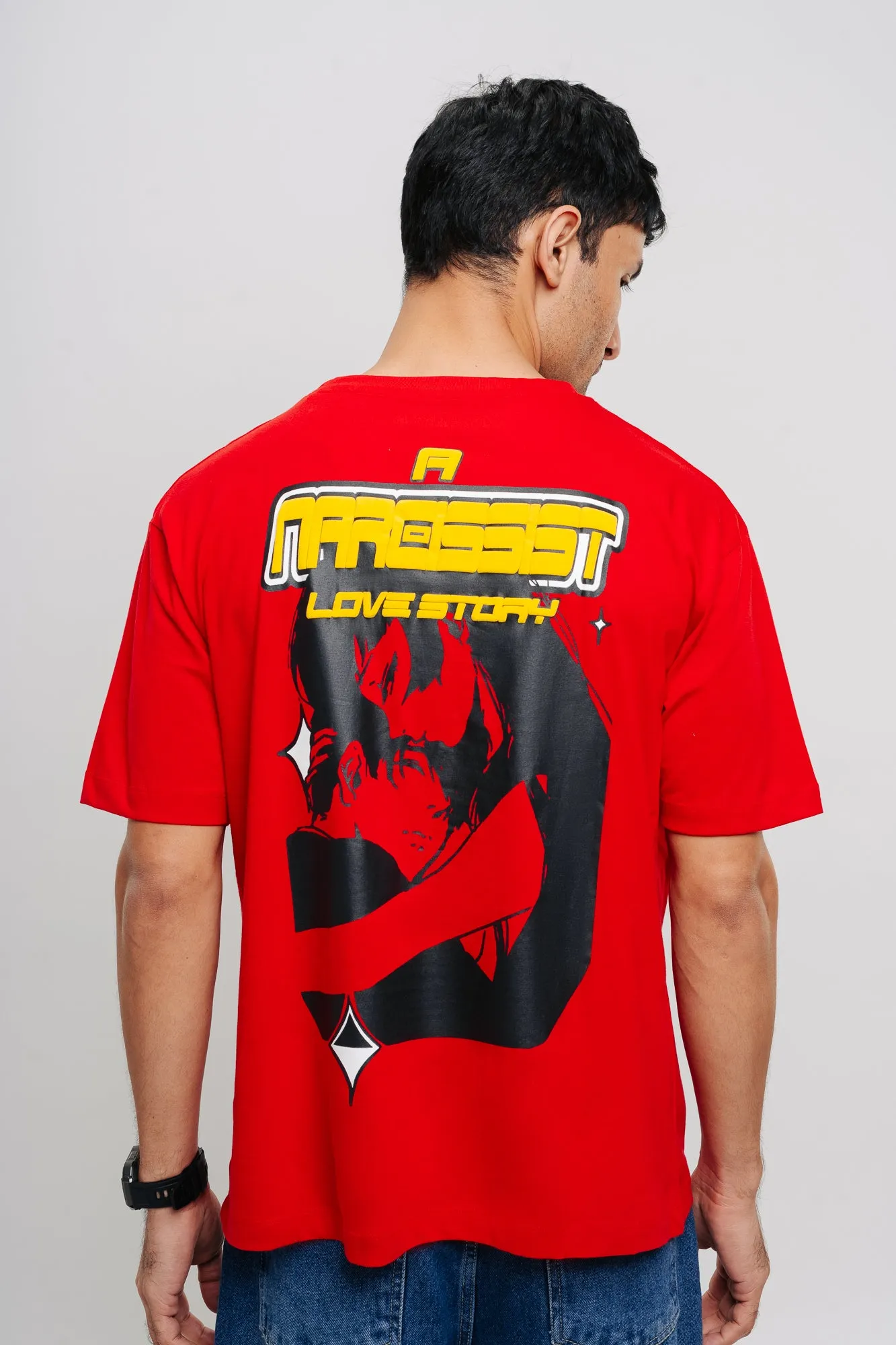 Red Narcissist Men's Oversized Tees