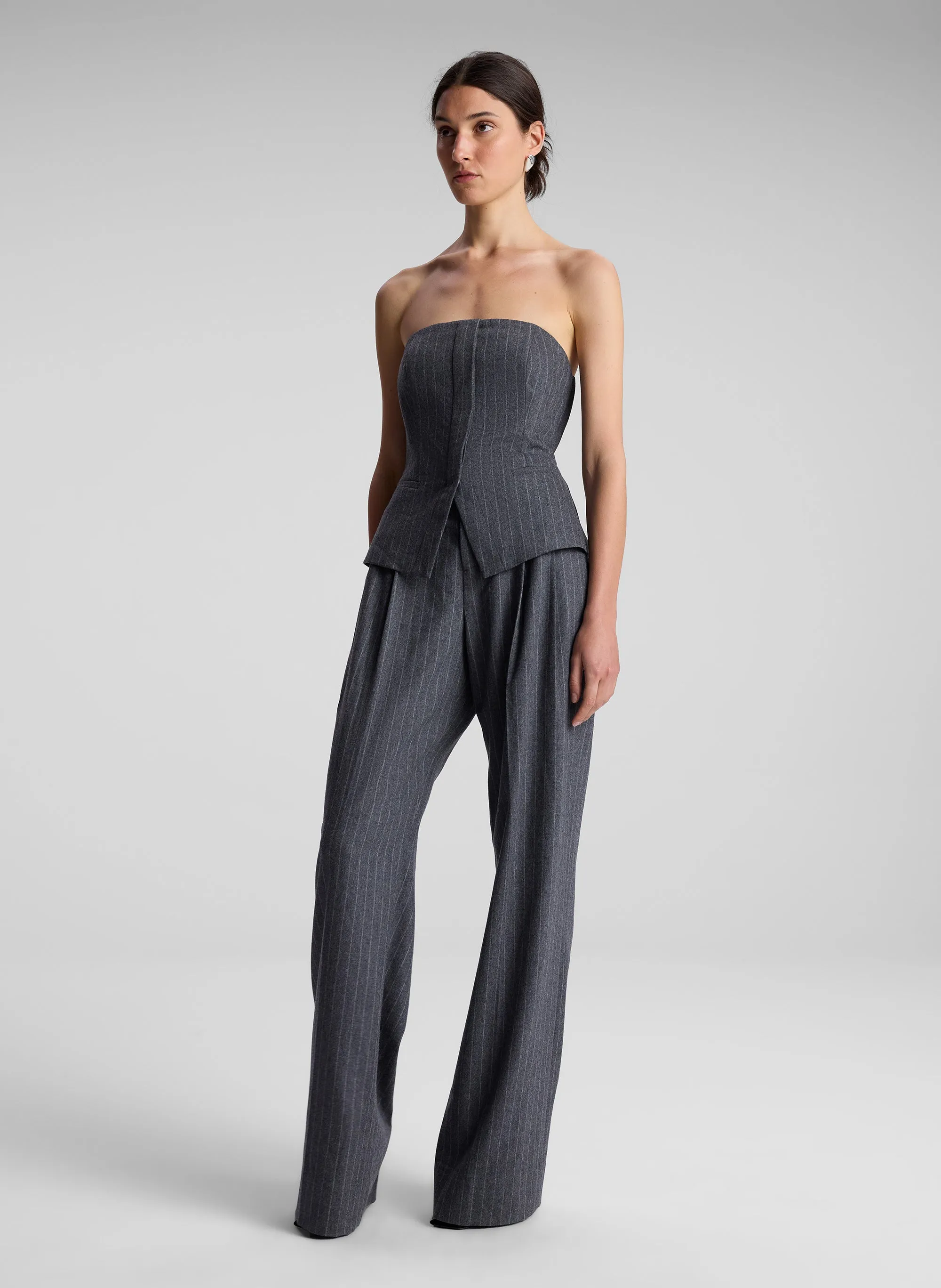 Renee Strapless Wool Cashmere Pinstripe Top