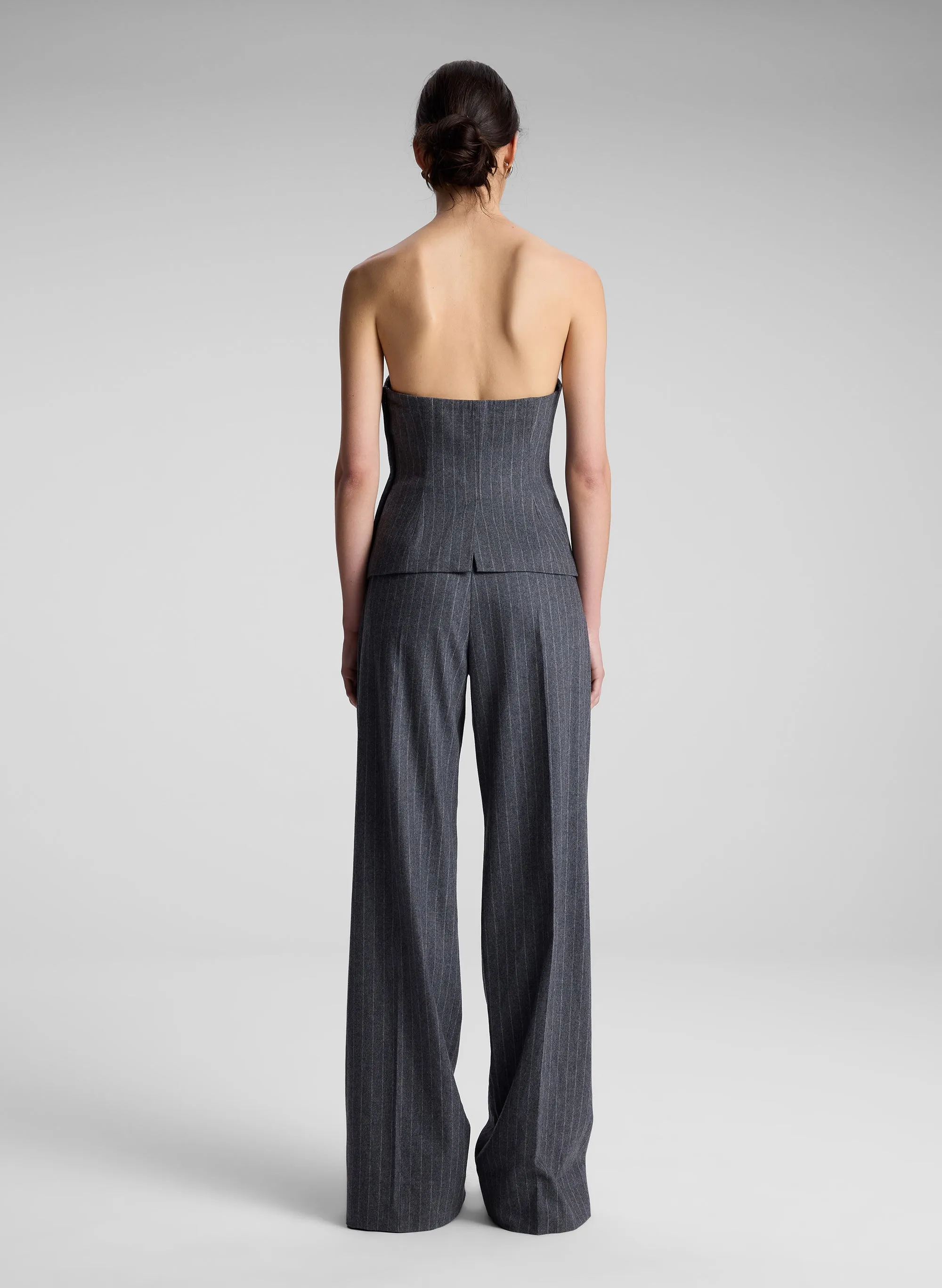 Renee Strapless Wool Cashmere Pinstripe Top