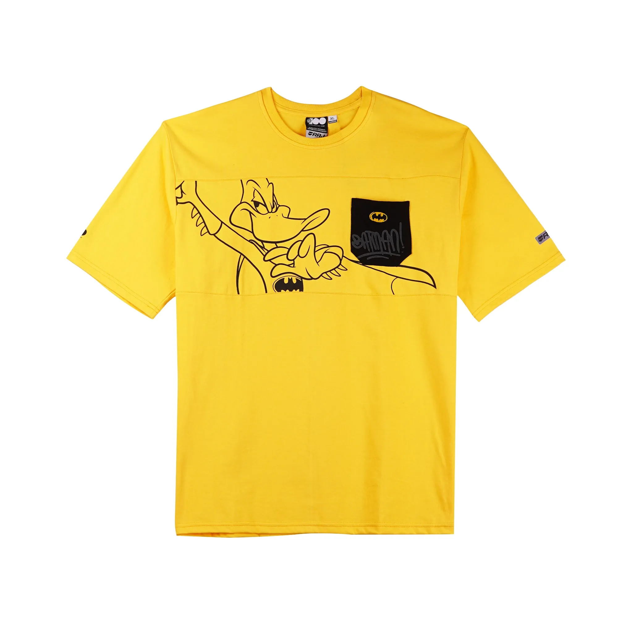 RRJ x Looney Tunes Duffy Duck Batman Men's Basic Tees Oversized Fitting CVC Jersey Fabric 152887 (Yellow)