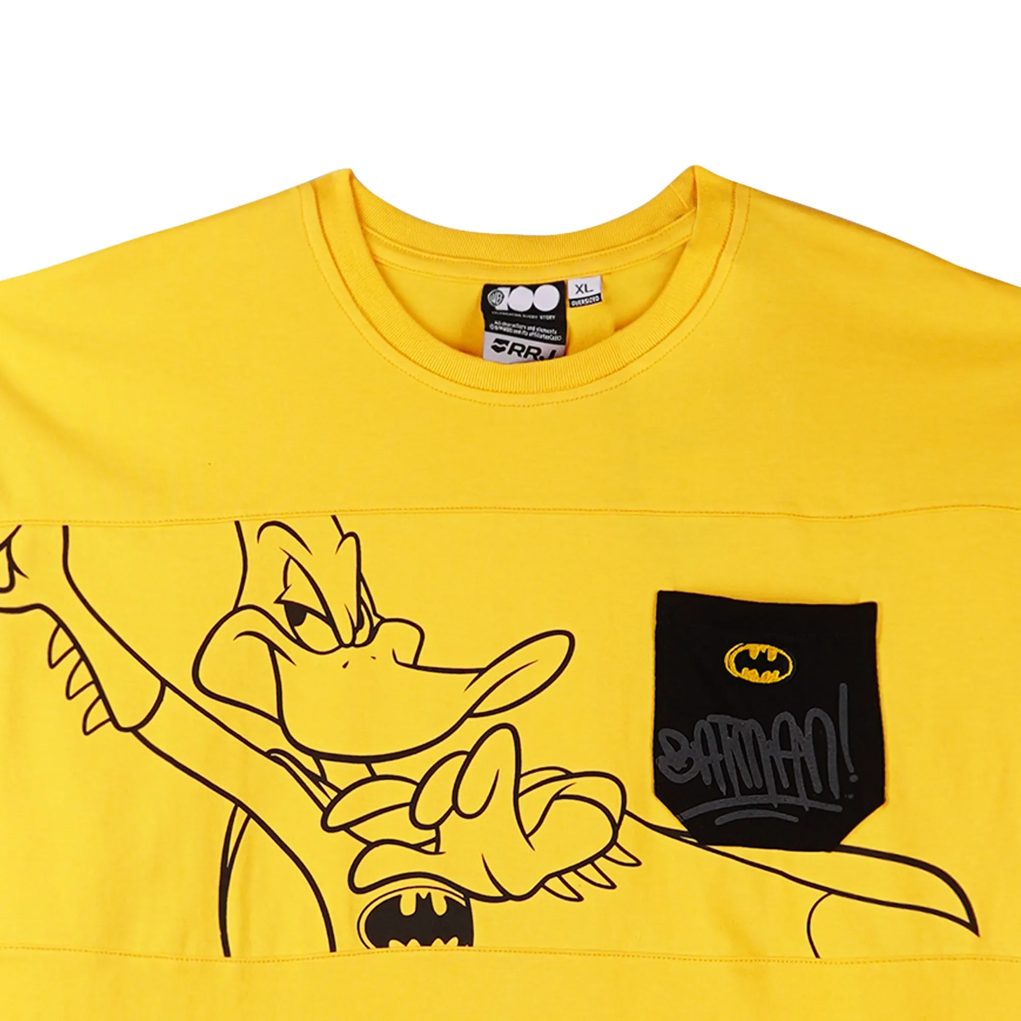 RRJ x Looney Tunes Duffy Duck Batman Men's Basic Tees Oversized Fitting CVC Jersey Fabric 152887 (Yellow)