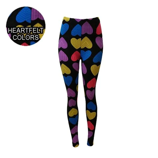 Soft Love and Hearts Patterned Ultra Soft Leggings (Regular/Plus Size)