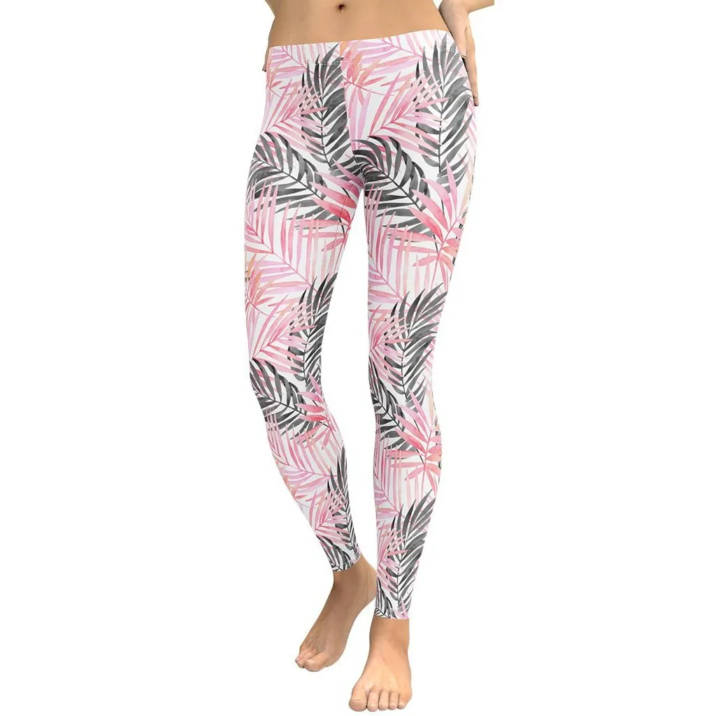 Soft Pink Tropical Leggings