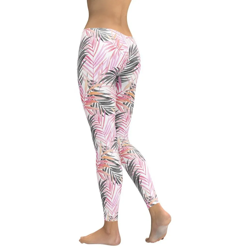 Soft Pink Tropical Leggings