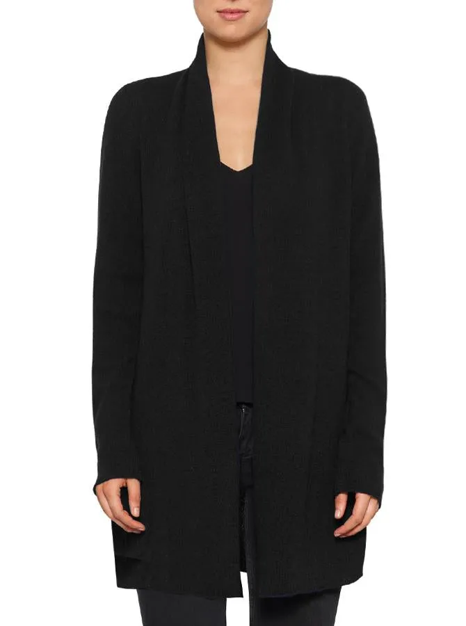 Superluxe Self Roll Neck Cardi- Black