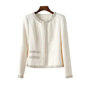 Trend4us Women's Chic Beaded Trim Blazer