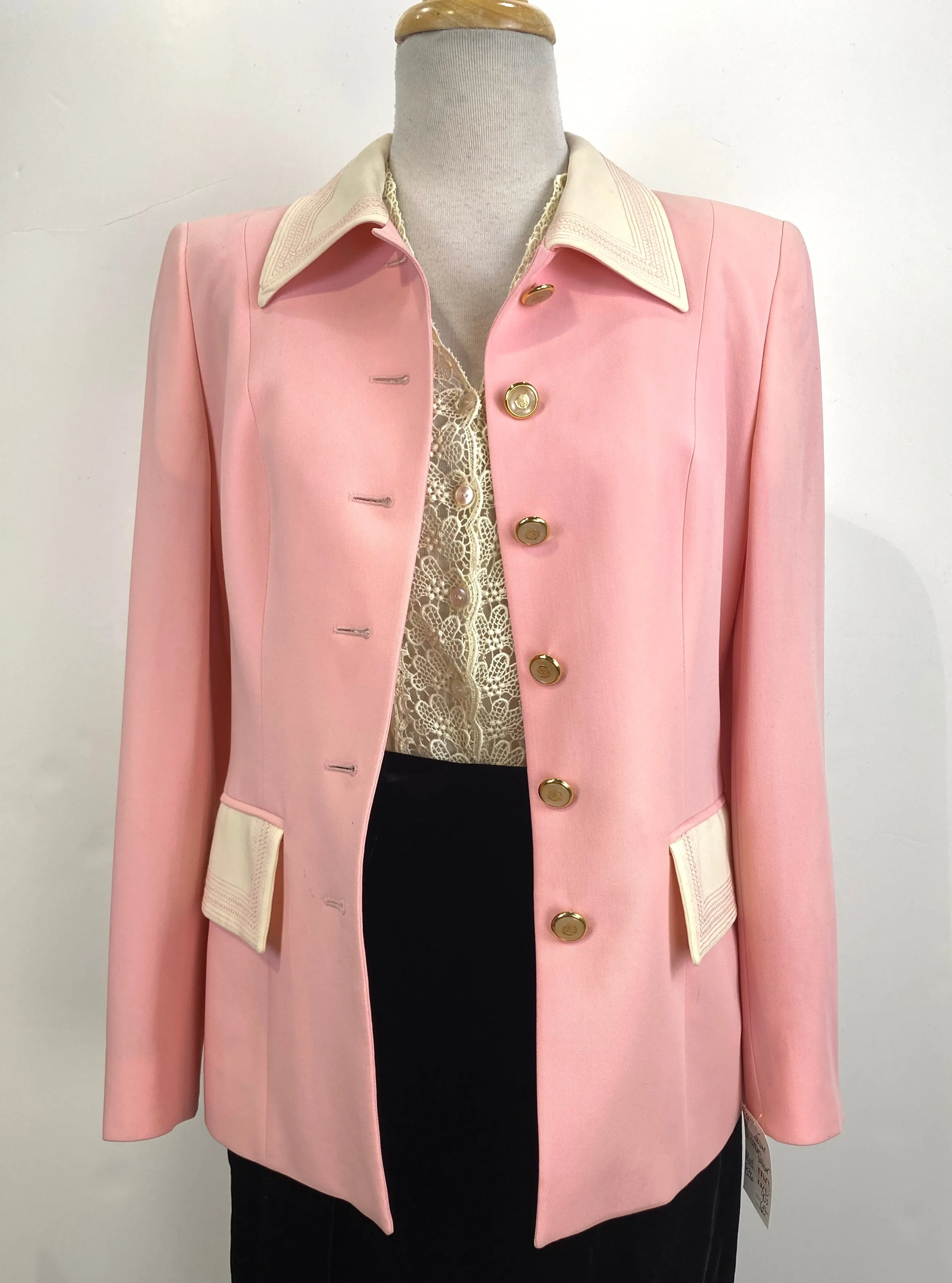 Vintage 1990s Pink/Cream Escada Blazer, Medium