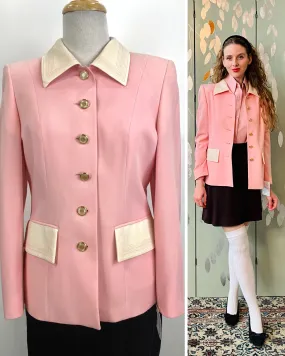 Vintage 1990s Pink/Cream Escada Blazer, Medium