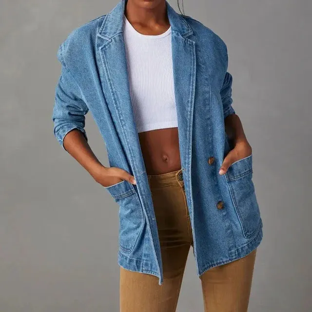 Women's Stylish Denim Blazer with Pockets  | Perfect for Everyday Wear