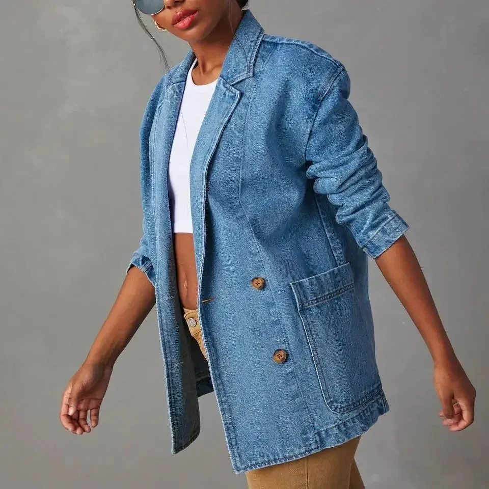 Women's Stylish Denim Blazer with Pockets  | Perfect for Everyday Wear