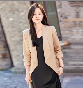 Women's Stylish Solid Colour Open-Front Blazer | For Everyday Wear